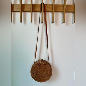 Cleobella Tan Woven Crossbody Bag, Bali Marketplace Cantina